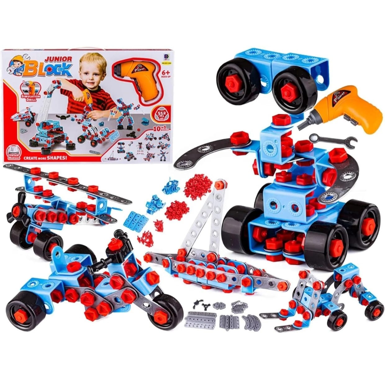 Junior Blocks [286 pcs ] with drill - For Kids 6